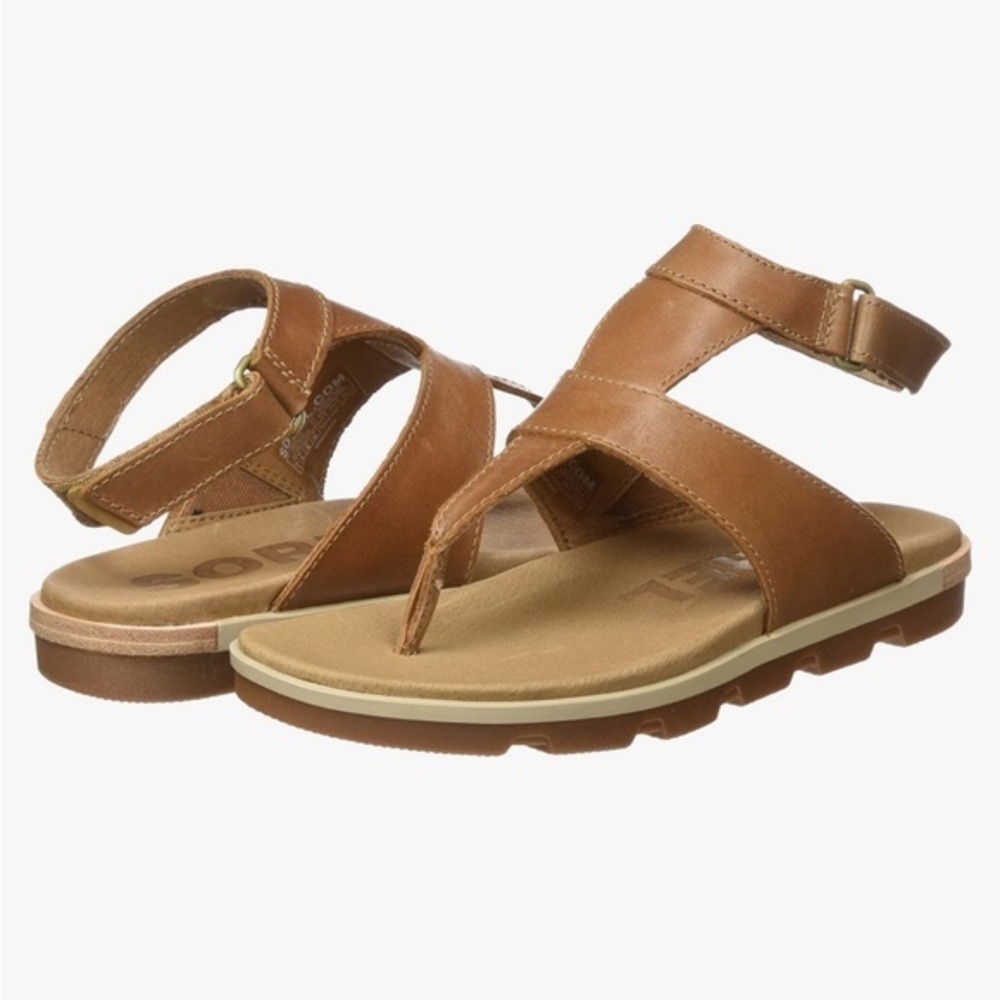 Sorel torpeda Tan Sandals Ankle Strap Neutral Summer Shoe Stylish Flat Summer